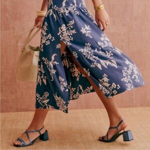 Sézane Tammie NWT SZ 4 | 36 Blue Floral Tiered Skirt
